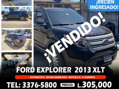 Ford Explorer 2013 XLT Motor 2.0, 4 cilindros, ecoboost, súper económico.