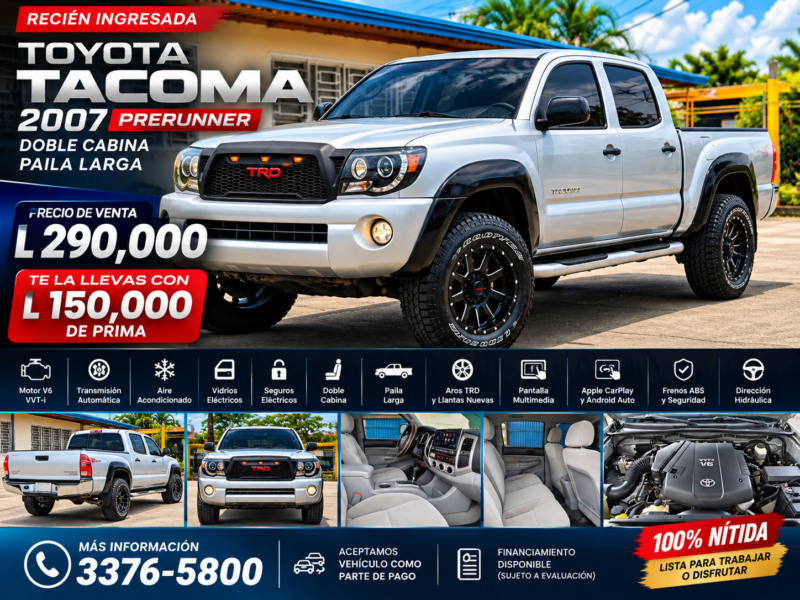 TOYOTA TACOMA 2007 PRERUNNER — DOBLE CABINA, PAILA LARGA